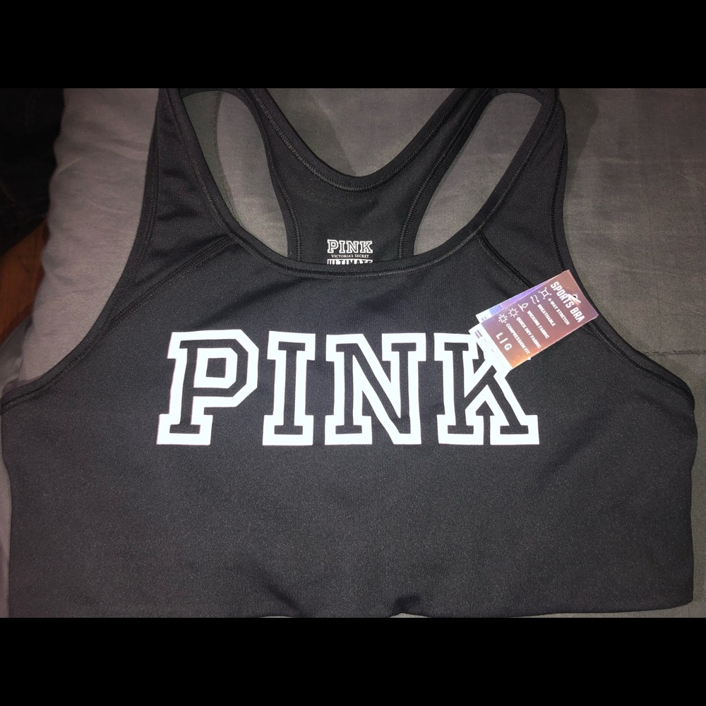 NWT PINK ULTIMATE Logo Sports Bra